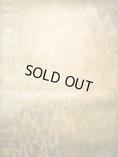 画像3: J0918R 袋帯  女性用着物 シルク(正絹) シャイニーな  ゴールド(金) 木   【中古】 【USED】 【リサイクル】 ★★★★☆ (3)