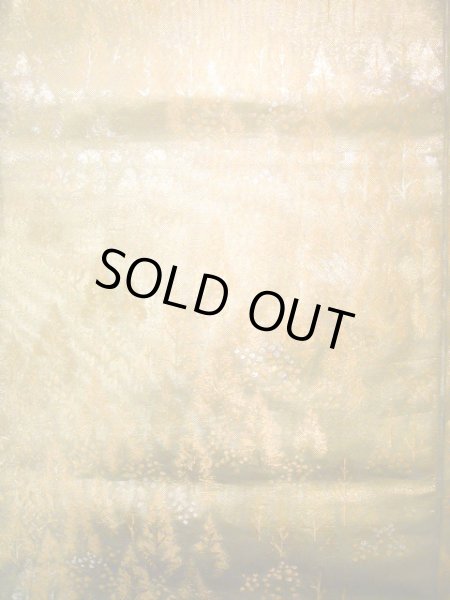 画像4: J0918R 袋帯  女性用着物 シルク(正絹) シャイニーな  ゴールド(金) 木   【中古】 【USED】 【リサイクル】 ★★★★☆ (4)