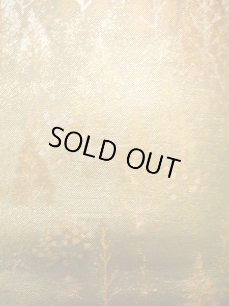 画像5: J0918R 袋帯  女性用着物 シルク(正絹) シャイニーな  ゴールド(金) 木   【中古】 【USED】 【リサイクル】 ★★★★☆ (5)