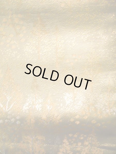 画像7: J0918R 袋帯  女性用着物 シルク(正絹) シャイニーな  ゴールド(金) 木   【中古】 【USED】 【リサイクル】 ★★★★☆ (7)