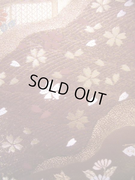 画像8: J0918S 袋帯  女性用着物 シルク(正絹) シャイニーな  えんじ 菊   【中古】 【USED】 【リサイクル】 ★★★★☆ (8)