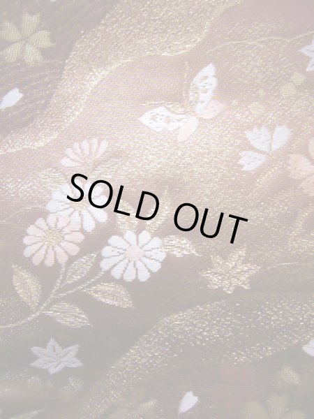 画像9: J0918S 袋帯  女性用着物 シルク(正絹) シャイニーな  えんじ 菊   【中古】 【USED】 【リサイクル】 ★★★★☆ (9)