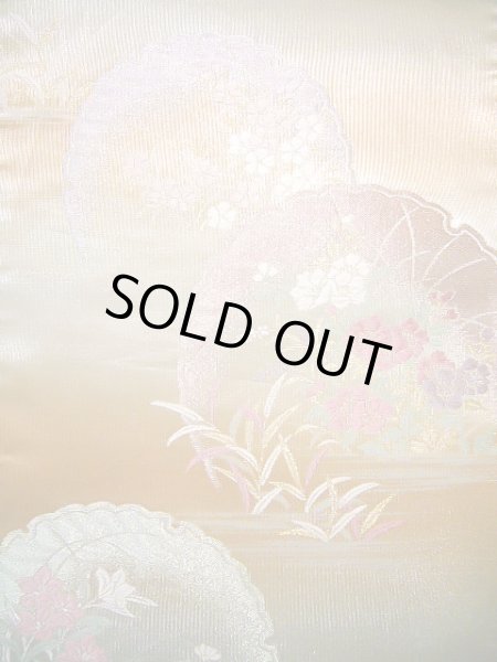 画像3: J0918Z 袋帯  女性用着物 シルク(正絹) シャイニーな  オフ ホワイト 花   【中古】 【USED】 【リサイクル】 ★★★★☆ (3)
