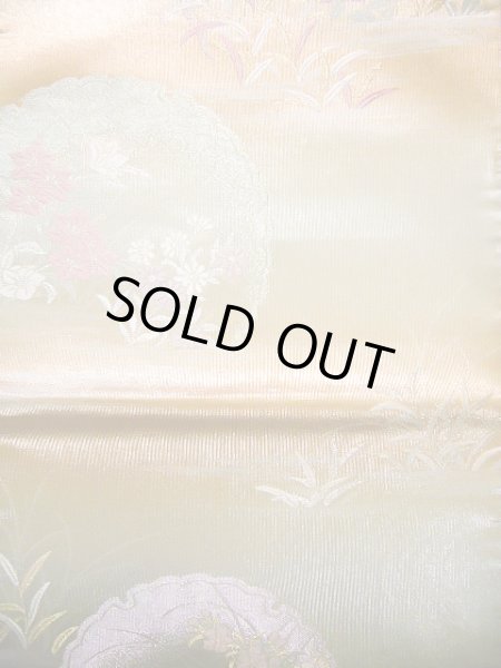 画像4: J0918Z 袋帯  女性用着物 シルク(正絹) シャイニーな  オフ ホワイト 花   【中古】 【USED】 【リサイクル】 ★★★★☆ (4)