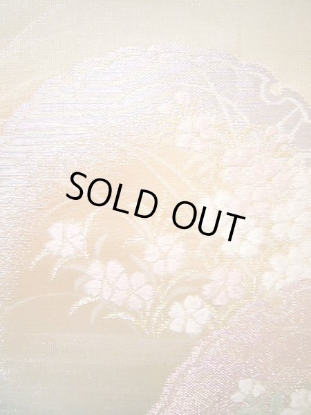 画像5: J0918Z 袋帯  女性用着物 シルク(正絹) シャイニーな  オフ ホワイト 花   【中古】 【USED】 【リサイクル】 ★★★★☆ (5)