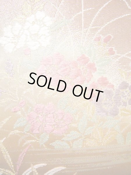 画像6: J0918Z 袋帯  女性用着物 シルク(正絹) シャイニーな  オフ ホワイト 花   【中古】 【USED】 【リサイクル】 ★★★★☆ (6)