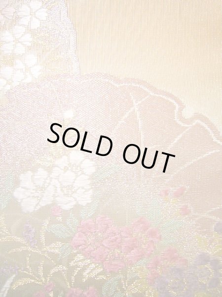 画像7: J0918Z 袋帯  女性用着物 シルク(正絹) シャイニーな  オフ ホワイト 花   【中古】 【USED】 【リサイクル】 ★★★★☆ (7)