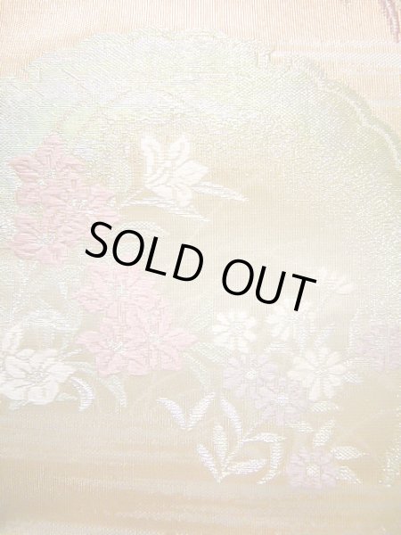 画像8: J0918Z 袋帯  女性用着物 シルク(正絹) シャイニーな  オフ ホワイト 花   【中古】 【USED】 【リサイクル】 ★★★★☆ (8)