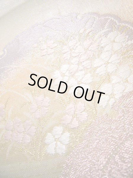 画像9: J0918Z 袋帯  女性用着物 シルク(正絹) シャイニーな  オフ ホワイト 花   【中古】 【USED】 【リサイクル】 ★★★★☆ (9)