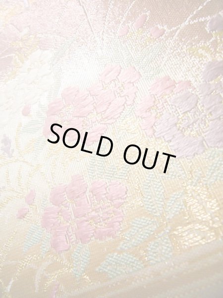 画像10: J0918Z 袋帯  女性用着物 シルク(正絹) シャイニーな  オフ ホワイト 花   【中古】 【USED】 【リサイクル】 ★★★★☆ (10)