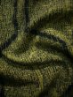 画像9: J0926L  紬 女性用着物  シルク（正絹） ヘザー（杢）  黄緑色, 亀甲 【中古】 【USED】 【リサイクル】 ★★★☆☆ (9)