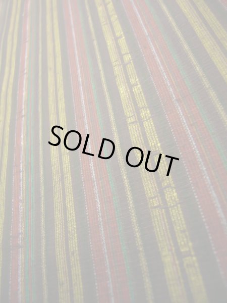 画像7: J0926P Mint  紬 女性用着物  シルク(正絹) ヘザー(杢)  イエロー(黄色), 縞 【中古】 【USED】 【リサイクル】 ★★★★☆ (7)