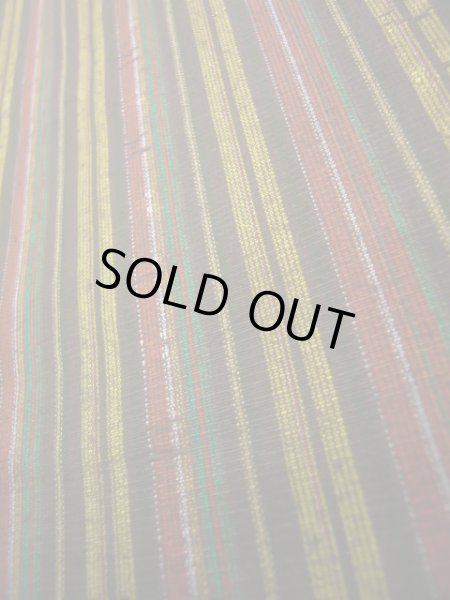 画像8: J0926P Mint  紬 女性用着物  シルク(正絹) ヘザー(杢)  イエロー(黄色), 縞 【中古】 【USED】 【リサイクル】 ★★★★☆ (8)