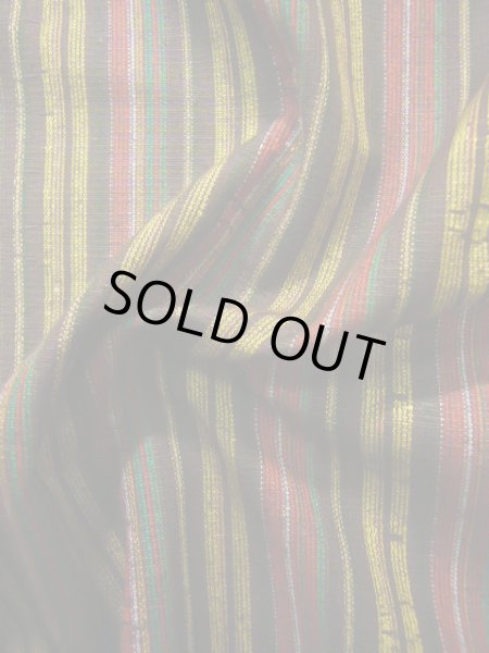 画像10: J0926P Mint  紬 女性用着物  シルク(正絹) ヘザー(杢)  イエロー(黄色), 縞 【中古】 【USED】 【リサイクル】 ★★★★☆ (10)