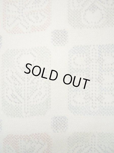 画像6: J1001D  織 女性用着物  シルク(正絹) ヘザー(杢)  オフ ホワイト, 花 【中古】 【USED】 【リサイクル】 ★★☆☆☆ (6)