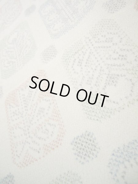 画像8: J1001D  織 女性用着物  シルク(正絹) ヘザー(杢)  オフ ホワイト, 花 【中古】 【USED】 【リサイクル】 ★★☆☆☆ (8)