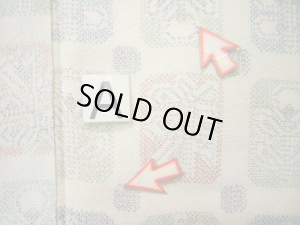 画像12: J1001D  織 女性用着物  シルク(正絹) ヘザー(杢)  オフ ホワイト, 花 【中古】 【USED】 【リサイクル】 ★★☆☆☆ (12)