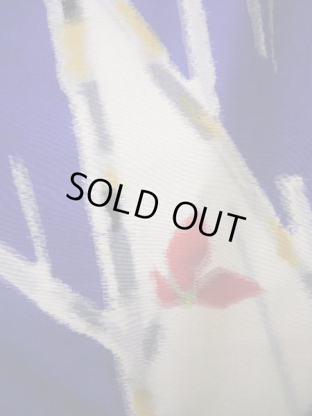 画像6: J1001J  紬 女性用着物  シルク(正絹) 深い  白, 花 【中古】 【USED】 【リサイクル】 ★★☆☆☆ (6)