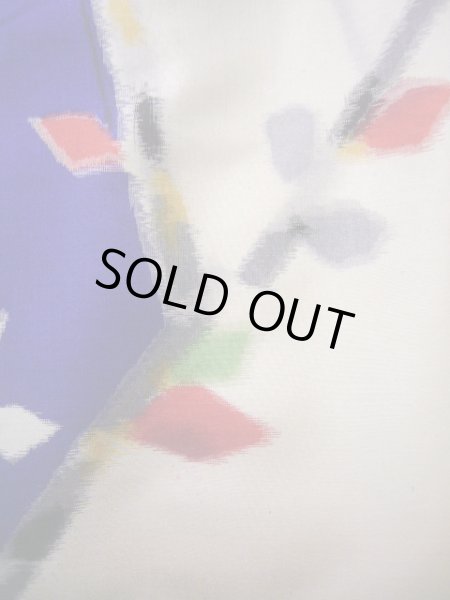 画像7: J1001J  紬 女性用着物  シルク(正絹) 深い  白, 花 【中古】 【USED】 【リサイクル】 ★★☆☆☆ (7)