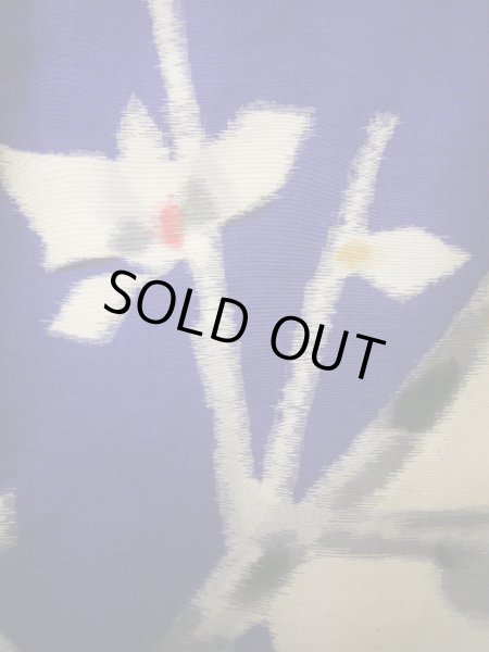 画像9: J1001J  紬 女性用着物  シルク(正絹) 深い  白, 花 【中古】 【USED】 【リサイクル】 ★★☆☆☆ (9)