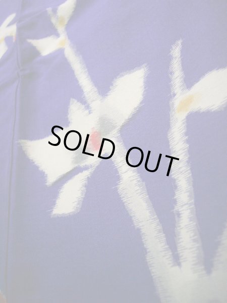 画像12: J1001J  紬 女性用着物  シルク(正絹) 深い  白, 花 【中古】 【USED】 【リサイクル】 ★★☆☆☆ (12)