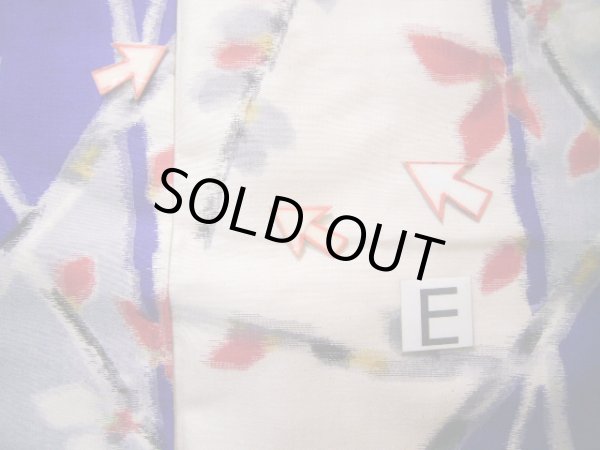 画像20: J1001J  紬 女性用着物  シルク(正絹) 深い  白, 花 【中古】 【USED】 【リサイクル】 ★★☆☆☆ (20)