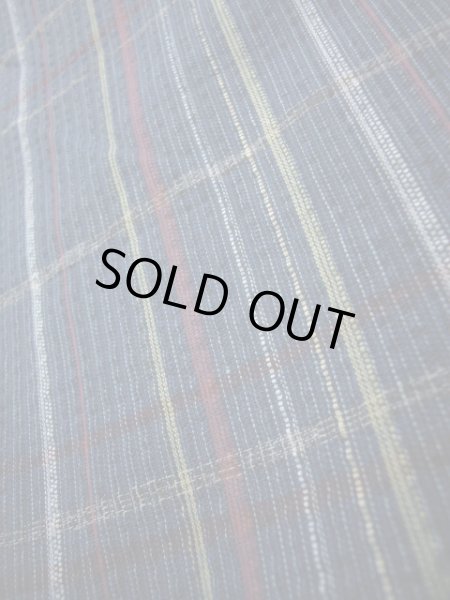 画像7: J1001X Mint  紬 女性用着物  麻 深い  青, チェック柄 【中古】 【USED】 【リサイクル】 ★★★★☆ (7)