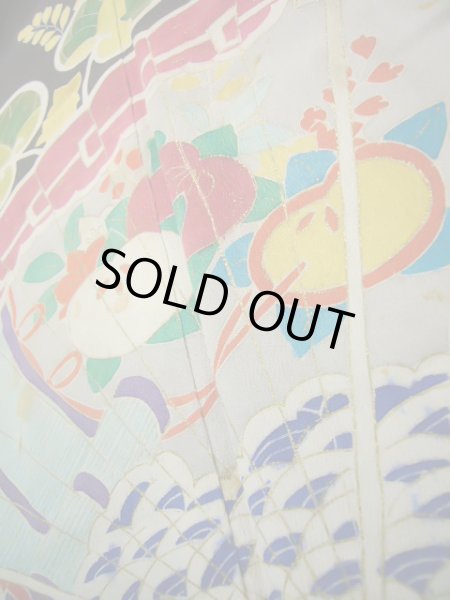 画像15: J1007B  留袖 女性用着物 葵文 シルク(正絹)   黒, 花 【中古】 【USED】 【リサイクル】 ★★☆☆☆ (15)