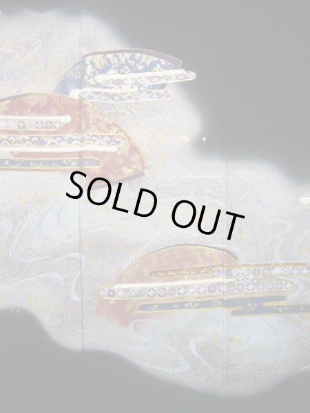 画像6: J1007F  留袖 女性用着物 比翼 シルク(正絹)   黒, 流水 【中古】 【USED】 【リサイクル】 ★★★☆☆ (6)