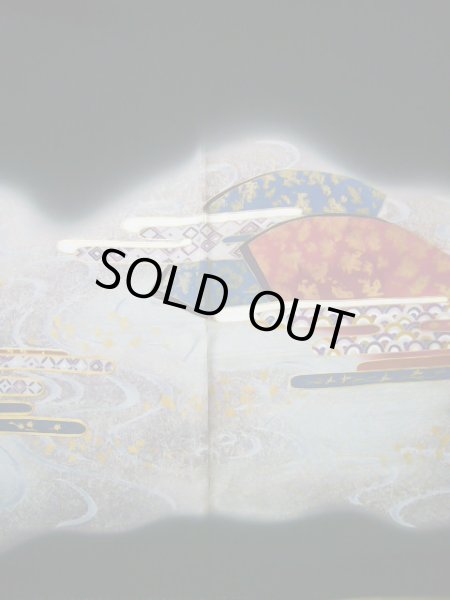 画像7: J1007F  留袖 女性用着物 比翼 シルク(正絹)   黒, 流水 【中古】 【USED】 【リサイクル】 ★★★☆☆ (7)