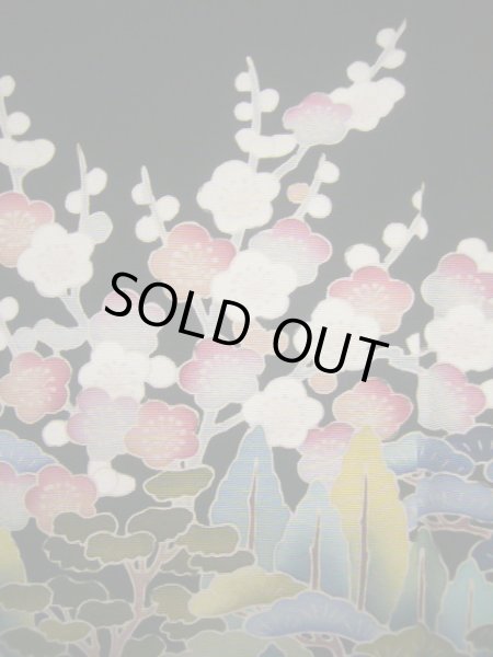 画像9: J1007I Mint  留袖 女性用着物 比翼(地紋) シルク(正絹)   黒, 花 【中古】 【USED】 【リサイクル】 ★★★★☆ (9)