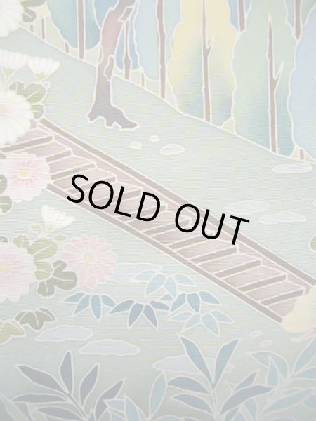 画像14: J1007I Mint  留袖 女性用着物 比翼(地紋) シルク(正絹)   黒, 花 【中古】 【USED】 【リサイクル】 ★★★★☆ (14)