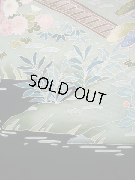 画像16: J1007I Mint  留袖 女性用着物 比翼(地紋) シルク(正絹)   黒, 花 【中古】 【USED】 【リサイクル】 ★★★★☆ (16)