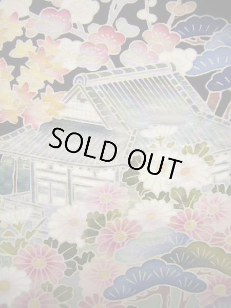 画像17: J1007I Mint  留袖 女性用着物 比翼(地紋) シルク(正絹)   黒, 花 【中古】 【USED】 【リサイクル】 ★★★★☆ (17)