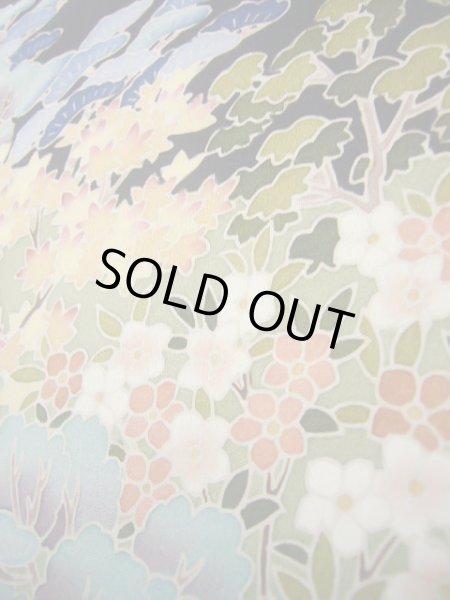 画像20: J1007I Mint  留袖 女性用着物 比翼(地紋) シルク(正絹)   黒, 花 【中古】 【USED】 【リサイクル】 ★★★★☆ (20)