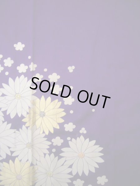 画像5: J1007L  訪問着 女性用着物  シルク(正絹) 深い  紫, 花 【中古】 【USED】 【リサイクル】 ★☆☆☆☆ (5)