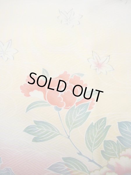 画像16: J1007P  訪問着 女性用着物  シルク(正絹) 淡い 薄い クリーム, ぼたん 【中古】 【USED】 【リサイクル】 ★★★☆☆ (16)