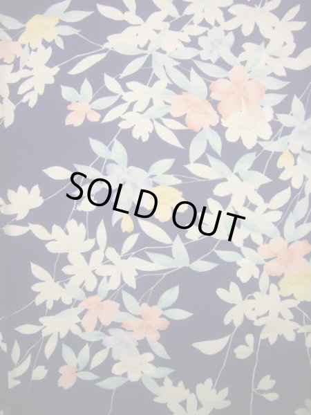 画像3: J1014K  小紋 女性用着物  シルク(正絹)   青, 花 【中古】 【USED】 【リサイクル】 ★★★★☆ (3)