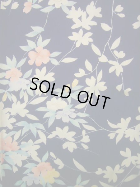 画像4: J1014K  小紋 女性用着物  シルク(正絹)   青, 花 【中古】 【USED】 【リサイクル】 ★★★★☆ (4)