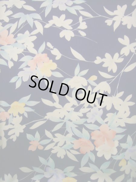 画像5: J1014K  小紋 女性用着物  シルク(正絹)   青, 花 【中古】 【USED】 【リサイクル】 ★★★★☆ (5)