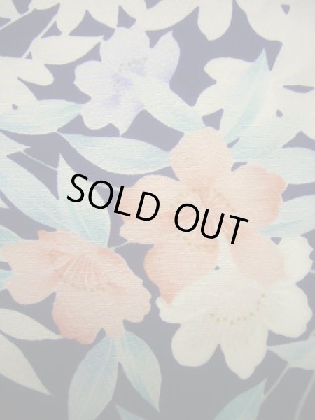 画像6: J1014K  小紋 女性用着物  シルク(正絹)   青, 花 【中古】 【USED】 【リサイクル】 ★★★★☆ (6)