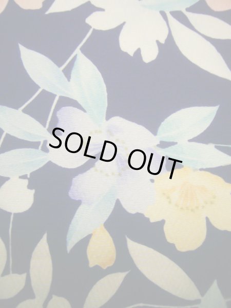 画像7: J1014K  小紋 女性用着物  シルク(正絹)   青, 花 【中古】 【USED】 【リサイクル】 ★★★★☆ (7)