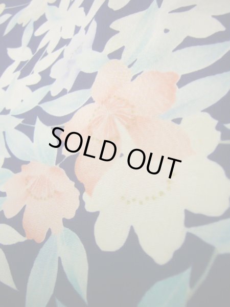 画像9: J1014K  小紋 女性用着物  シルク(正絹)   青, 花 【中古】 【USED】 【リサイクル】 ★★★★☆ (9)