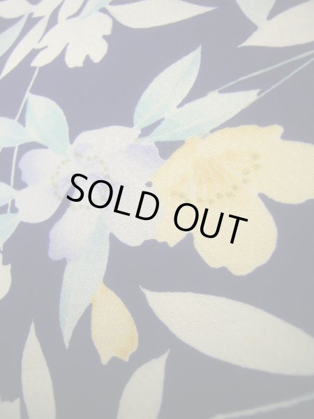 画像10: J1014K  小紋 女性用着物  シルク(正絹)   青, 花 【中古】 【USED】 【リサイクル】 ★★★★☆ (10)