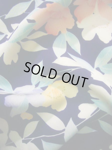 画像12: J1014K  小紋 女性用着物  シルク(正絹)   青, 花 【中古】 【USED】 【リサイクル】 ★★★★☆ (12)