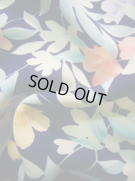 画像13: J1014K  小紋 女性用着物  シルク(正絹)   青, 花 【中古】 【USED】 【リサイクル】 ★★★★☆ (13)