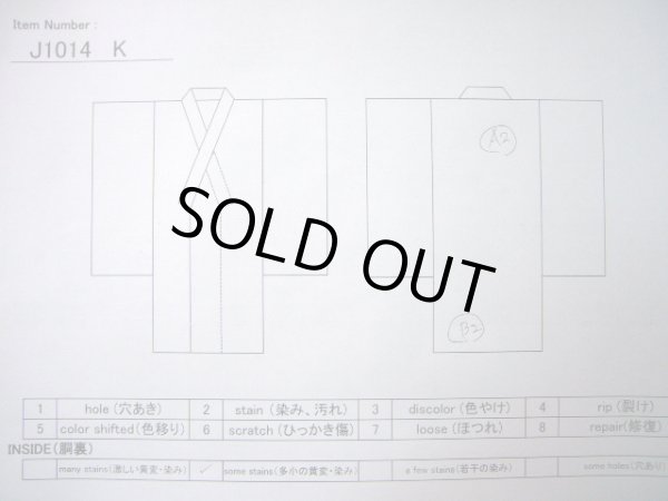 画像14: J1014K  小紋 女性用着物  シルク(正絹)   青, 花 【中古】 【USED】 【リサイクル】 ★★★★☆ (14)