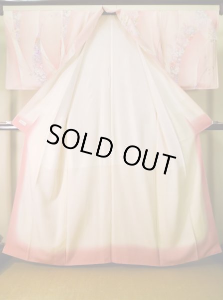 画像2: J1014M Mint  小紋 女性用着物  シルク（正絹） 甘い  ピンク, 花 【中古】 【USED】 【リサイクル】 ★★★★☆ (2)