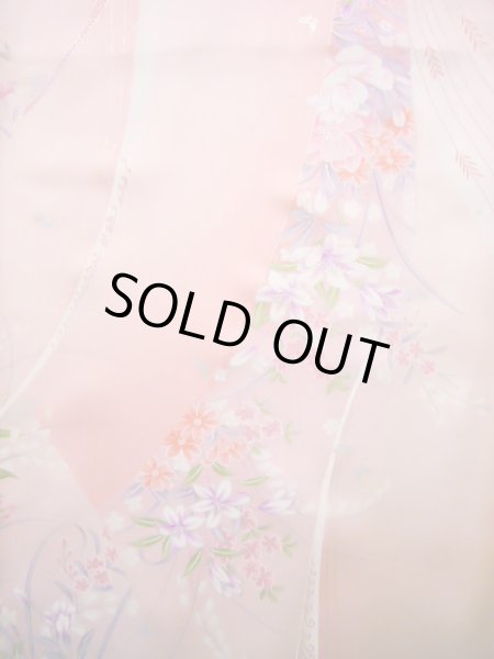 画像4: J1014M Mint  小紋 女性用着物  シルク（正絹） 甘い  ピンク, 花 【中古】 【USED】 【リサイクル】 ★★★★☆ (4)