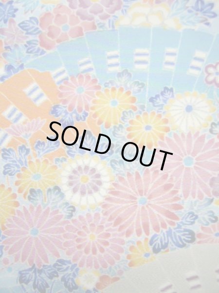 画像7: J1014N  小紋 女性用着物  シルク(正絹) 淡い  水色, ぼたん 【中古】 【USED】 【リサイクル】 ★★★★☆ (7)